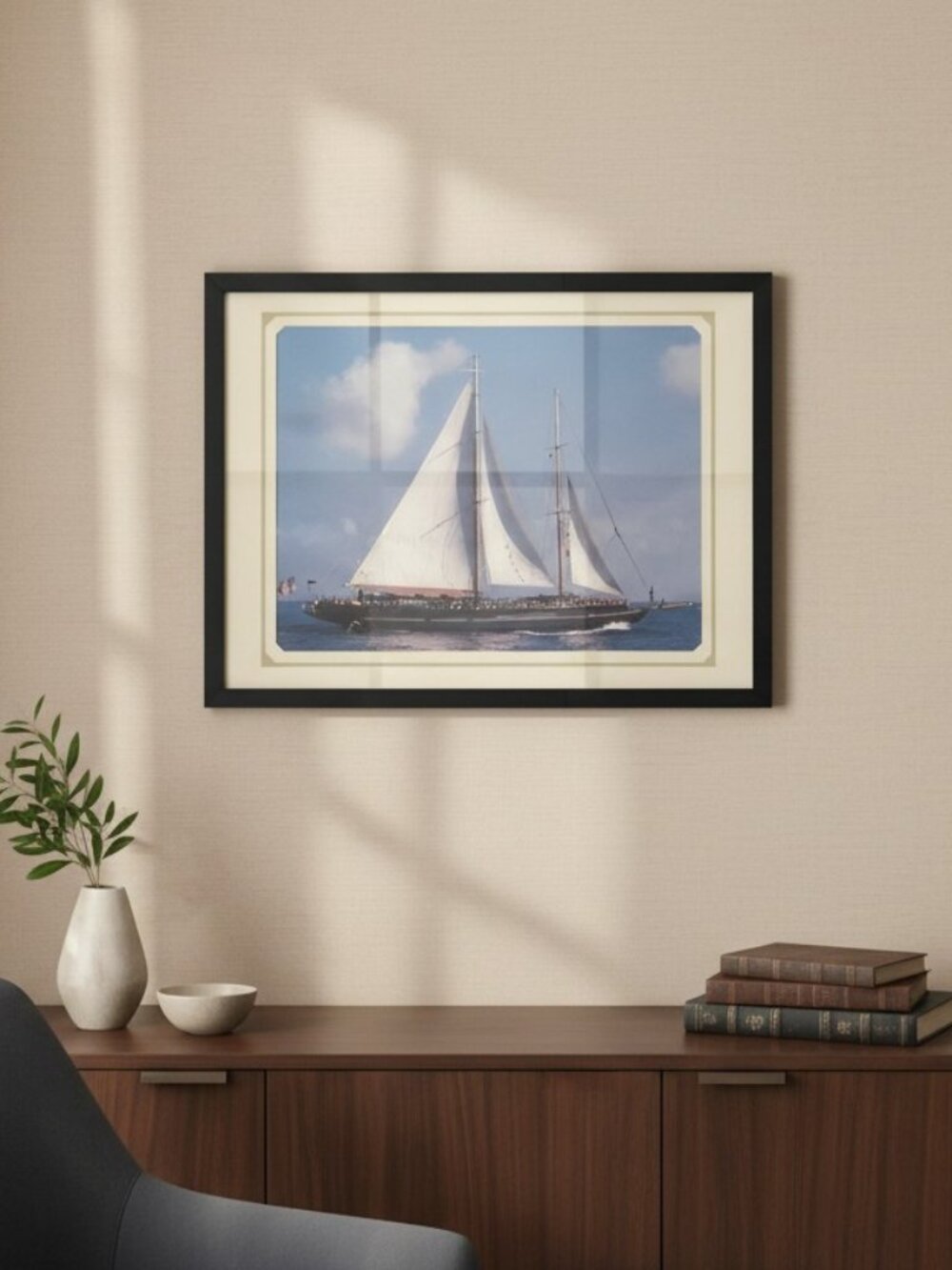“Invader” Sailing Ship Framed Art Print 1997 -Rare
